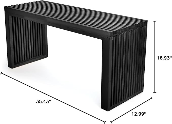 Bamboo Dining Bench, 35 inch Farmhouse Decor Indoor Kitchen Table Bench, Entryway Shoe Rack Bench, Outdoor Bench, Solid Bamboo Benches for Living Room, Hallway, Bedroom, Bathroom