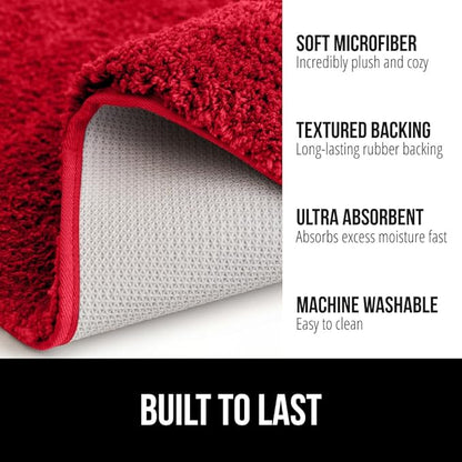 GORILLA GRIP Bathroom Rugs, 30x20, Ultra Soft Absorbent Mat, Thick Plush Bath Rug, Machine Washable, Microfiber Quick Dry, Mats for Shower, Bathtub and Floor, Home Decor Accessories, Red