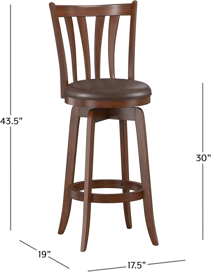 Hillsdale 29.5" Savana Wood Swival Bar Height Stool, Cherry
