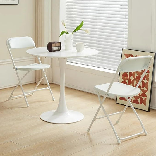 SEALAMB Plastic Folding Chairs 10 Pack, White Commercial Portable Indoor/Outdoor Chairs for Home Office, Wedding, Events Parties with Steel Frame, 350lbs Capacity (White-Plastic, 10 Pack)