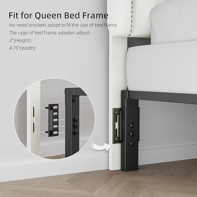 Tufted Upholstered Headboard King Size, Button Adjustable Height King Head Board Only, Sturdy and Durable Solid Wood with Nailhead Trim Headboards, Ideal for Bedroom, Dorm, Guest Room,Beige