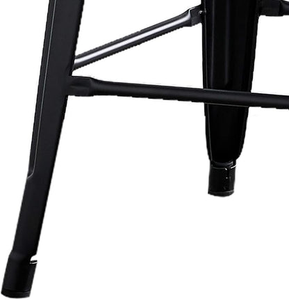 AC Pacific 24” Metal Barstool Set of 2 – Country Rustic Style with Low Back, Lightweight & Sturdy Build, Easy Assembly – Black Matte