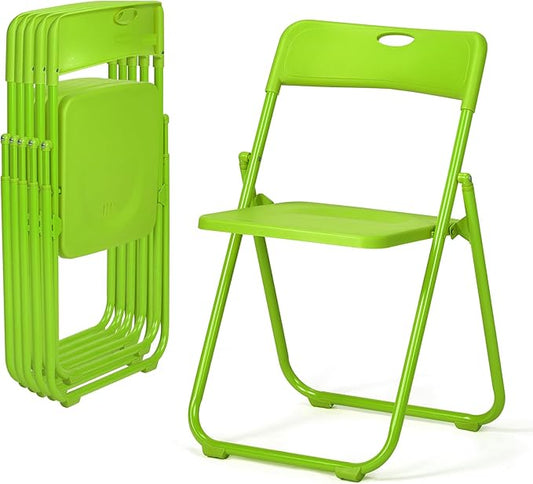 Karl home 6 Pcs Folding Chair, 300LBS Lightweight Foldable Plastic Chair, Reinforced Metal Frame Easy to Fold & Store for Indoor & Outdoor, Wedding, Party, Meeting Room, Patio and Garden, Green