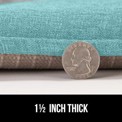 GORILLA GRIP Slip Resistant Tufted Chair Cushions, No Ties Required, Memory Foam Pads for Dining Room Kitchen Table Office Rocking Chairs, Plush Seat Cushion Pad, Home Decor, Set of 4 16x17, Turquoise