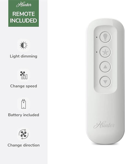 Hunter - Brookside Indoor Fandelier with Light, Remote, 30-inch, Casual-Style, 3-Speed WhisperWind Motor, 52974, Ceiling Fans for Living Rooms, bedrooms, Home Offices, Kitchens (Luxe Gold)