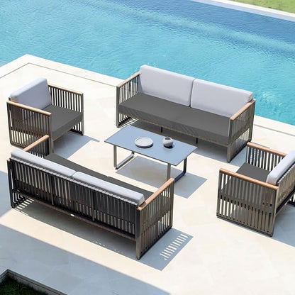 Easy-Going Waterproof Patio Cushion Covers ONLY Cover 20x18x4 inch 4 Pack Replacement Non-Slip Outdoor Seat Cushion Slipcover with Zipper. Dark Gray
