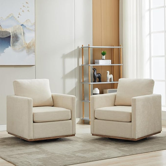 Chifee & Vingol 30.7" W Mid Century Modern Swivel Accent Chair for Living Room Set of 2,Beige