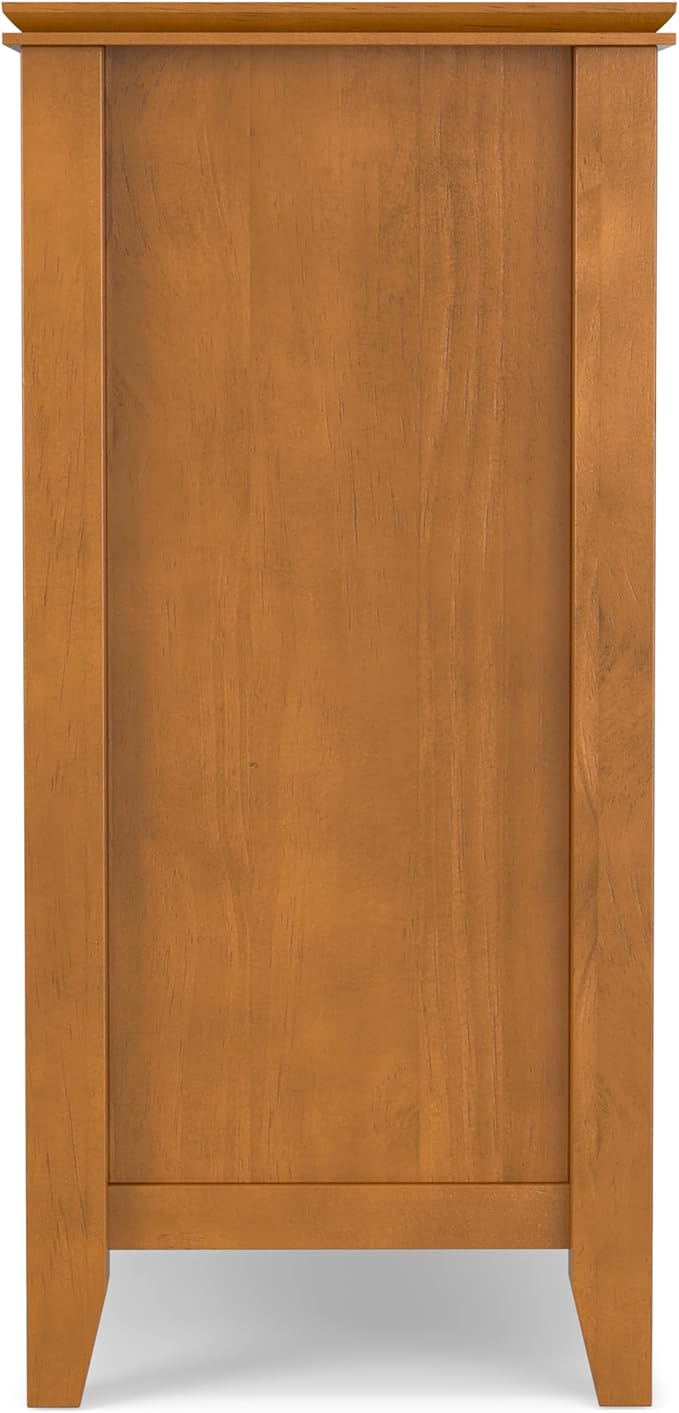 SIMPLIHOME Artisan Buffet - 54 inch Wide Solid Wood 3-Door Sideboard Buffet in Honey Brown, Transitional Storage Cabinet for Dining Room or Kitchen with Adjustable Shelves and Bronze Hardware