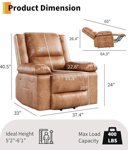 GarveeHome Power Lift Recliner Chair - Heat and Massage, Faux PU Electric Lift Recliner for Elderly & Mobility Impaired, Adjustable Back and Legs, Heavy Duty Lift Chair for Seniors