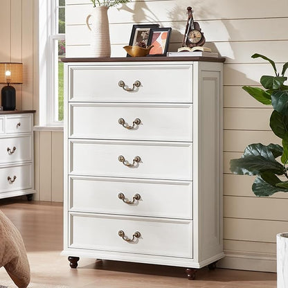 Bedroom Dresser Sets, 54" Wide 7 Drawers Dresser and 45" Tall 5 Drawers Dresser, Wooden 2 Piece Bedroom Furniture Set, Chest of Drawer for Bedroom, Home, Living Room, Hallway, White