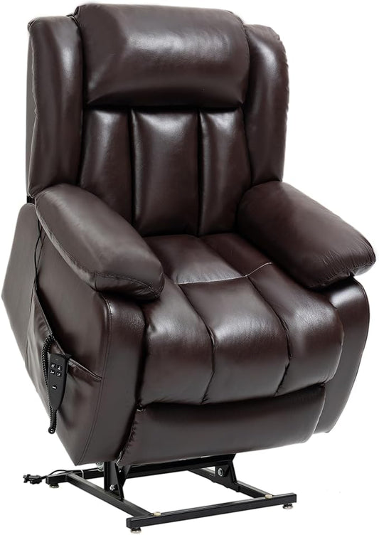 Recliner Chairs for Adults, Power Lift Chair for Elderly, Oversized Bedroom Chair with Massage&Heat, Leather Nursery Glider Chair for Living Room, Sofa Chair Home Theater Seating with Lumbar Support