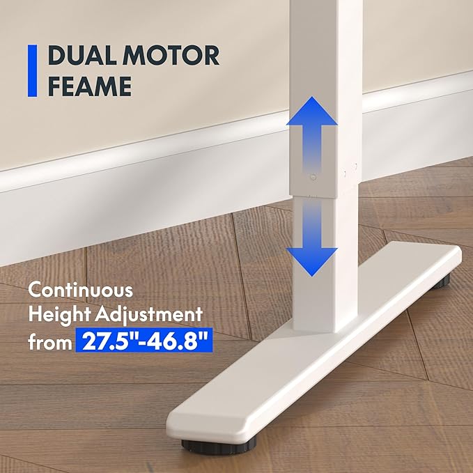 FLEXISPOT E3 Bamboo Dual Motor 72 x 30 Electric Standing Desk Sit Stand Up Desk, Holds 220 lbs, Adjustable Height w/ Memory Presets, Solid Bamboo Desktop & White Frame, Ships in 2 Boxes