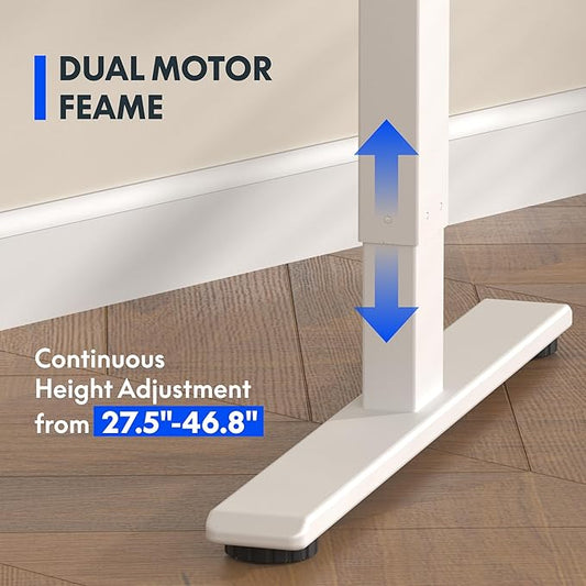 FLEXISPOT E3 Bamboo Dual Motor 72 x 30 Electric Standing Desk Sit Stand Up Desk, Holds 220 lbs, Adjustable Height w/ Memory Presets, Solid Bamboo Curved Desktop & White Frame, Ships in 2 Boxes