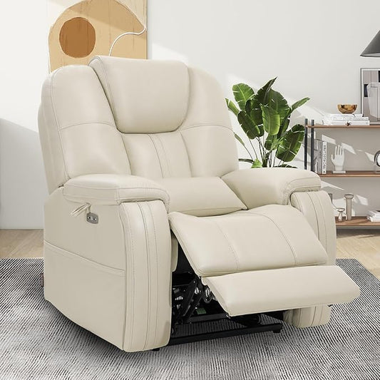 EONIX Triple Motor Lay Flat Power Lift Recliner Chair for Elderly with Adjustable Headrest, 400lbs Electirc Lift Chair for Living Room, Lumbar Pillow, Extended Footrest, Cream White