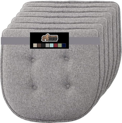 GORILLA GRIP Slip Resistant Tufted Chair Cushions, No Ties Required, Set of 6 Memory Foam Pads for Dining Room Kitchen Table, Office, Rocking Chairs, Plush Seat Cushion Pad, Home Decor, 16x17, Gray