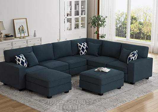 Legend Vansen Modular Sectional Sofa U Shaped Couch with Ottoman Modern Reversible Corner Sectional Couch for Living Room (Charcoal, U Shaped Sofa-3)