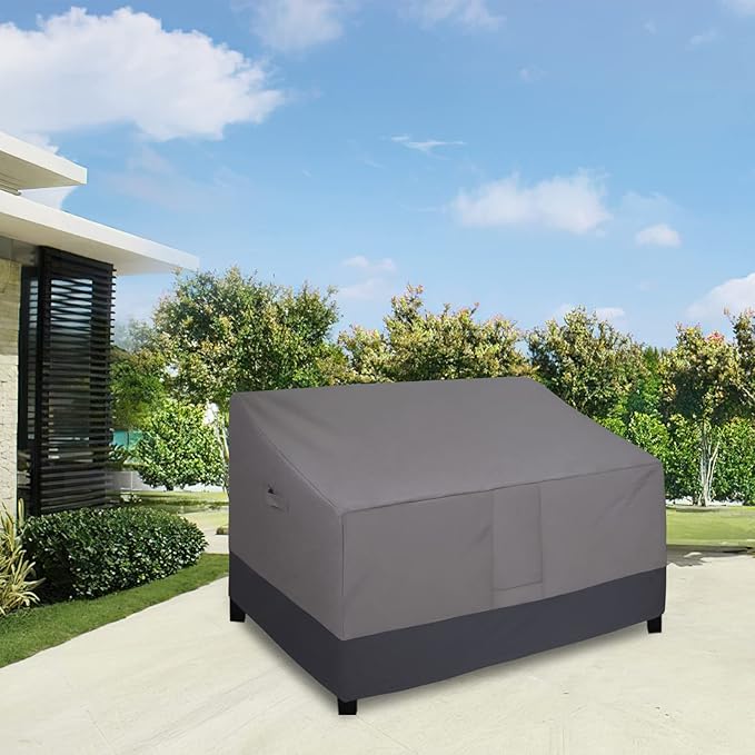 Easy-Going Heavy Duty 2 Seater Outdoor Loveseat Cover, Waterproof Windproof Patio Furniture Sofa Cover with Air Vent (76Wx32.5Dx33H inch, Gray/Dark Gray)