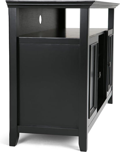 SIMPLIHOME Amherst Solid Wood Universal TV Media Stand, 54 Inch Wide, Transitional, Living Room Entertainment Center, Storage Cabinet and Shelves, for Flat Screen TVs up to 60 Inches in Black
