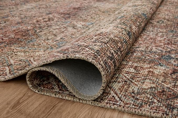 Loloi Amber Lewis Billie Collection BIL-04 Aqua/Rust 5'-0" x 7'-6", 0.19" Thick Area Rug