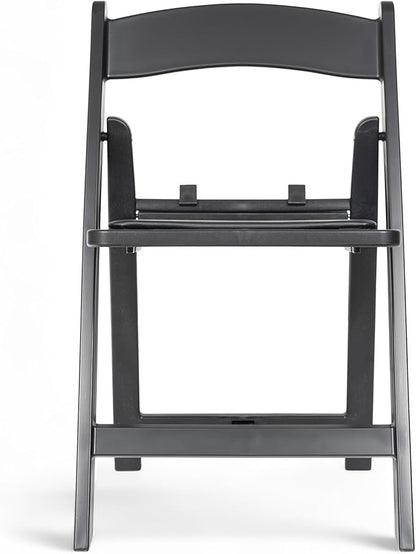 Flash Furniture Hercules Kids Black Resin Folding Chair with Black Vinyl Padded Seat
