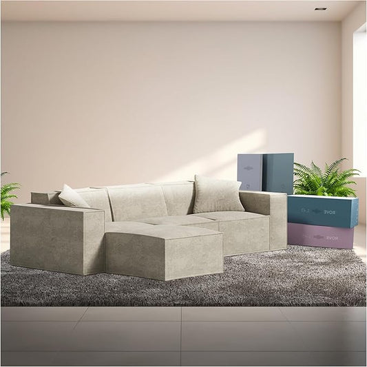 ROVE LAB M1 Modular Sectional Sofa with Ottoman, Sofa in a Box, Modular Couch, Spill-Resistant,Sustainable, Stylish, Modern Sectional Couch for Living Room with SmartFoam Comfort