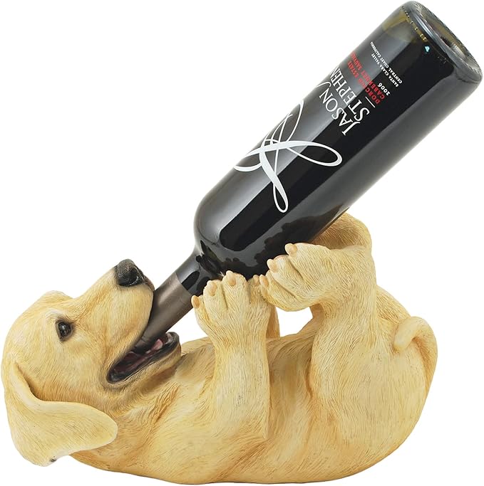 True Lab Playful Pup Bottle Holder for Kitchen Table, Wine Rack Countertop, Tabletop Wine Rack, Wine Bottle Holder Decorative, Wine Decor, Set of 1