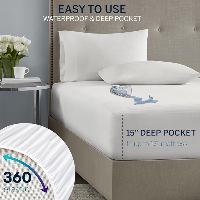 Serta Waterproof Heated Mattress Pad - Electric Bed Warmer With 10 Heat Settings Controller, Auto Shut Off Timer, Deep All Around Elastic Pocket, ETL Certified, Machine Washable,White California King