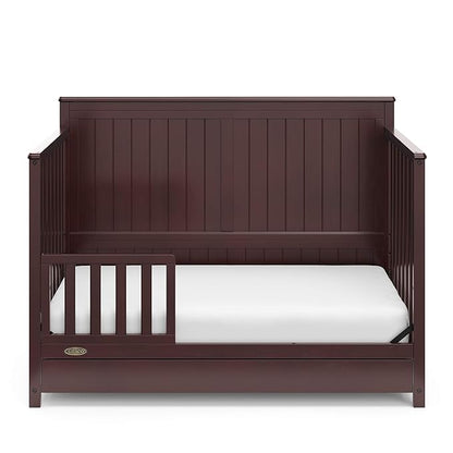 Graco Hadley 5-in-1 Convertible Crib with Drawer (Espresso) – GREENGUARD Gold Certified, Fits Standard Crib Mattress, Converts to Toddler Bed, Daybed and Full Bed, 4 Adjustable Mattress Heights