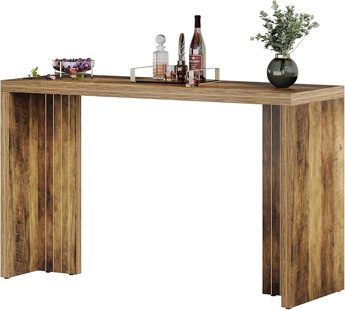 Tribesigns Home Bar Unit, 55.12-Inch Bar Table with a Spacious Tabletop, Modern Freestanding Mini Bar for Home Kitchen, Living Room, Balcony, Basement, Brown