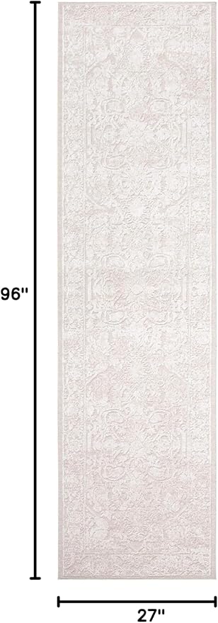 SAFAVIEH Reflection Collection Runner Rug - 2'3" x 8', Cream & Ivory, Non-Shedding & Easy Cleaning, Ideal for Living Room, Bedroom (RFT665D)
