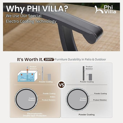 PHI VILLA Outdoor Bar Stools Set of 4, Swivel Patio Bar Stools & Chairs with 30" Seat Height & Brown Textilene Backrest, Tall Outdoor Chairs Bar Funiture for Outside, Porch and Yard