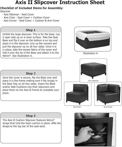 Howard Elliott Axis Chair with Cover for Both Indoor & Outdoor Seating, Cushioned Chair & Seating Titanium Frame Chair for Living Room, Office and Bedroom, 30.5 x 32.5 x 30 Inches, Avanti Black
