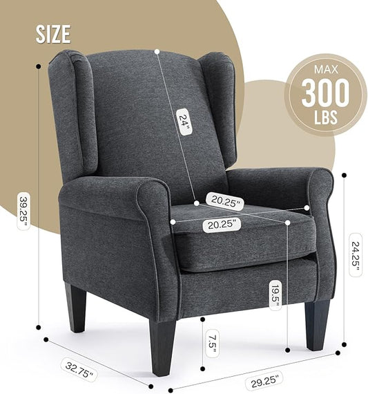 Accent Chair, Modern Living Room Chairs with Wingback, Comfy Upholstered High Back Single Sofa for Bedroom, Mid-Century Reading Armchair Sillas para Sala