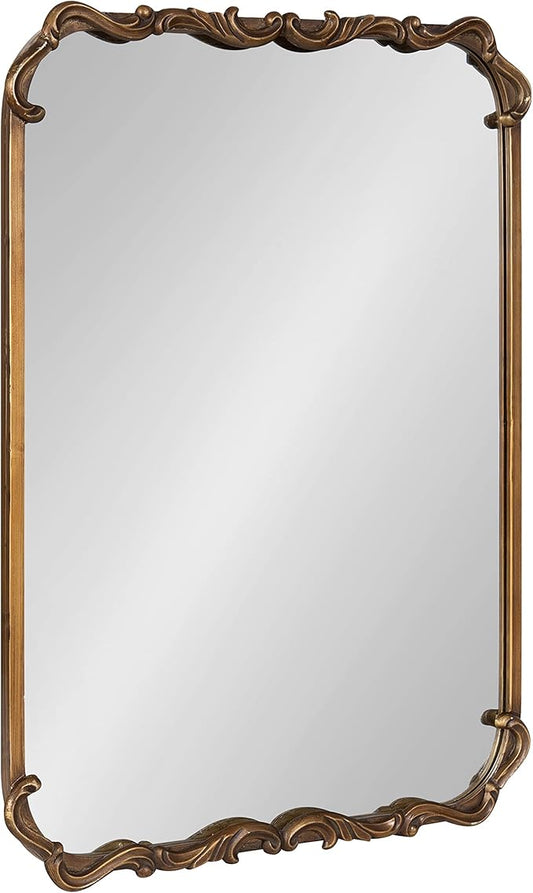 Kate and Laurel Brazelton Rounded Rectangle Ornate Traditional Mirror; 20 x 27; Gold; Ornamental Round Rectangular Classic Framed Wall Mirror