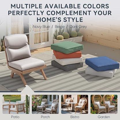 Patio Chair Cushions 5 Packs - Outside 22x24 High Back Water-Resistant Cushion with Zipper Cover for Outdoor Glider Rocking Chairs Loveseat 3-seat Couch Sofa – Beige/Crescent