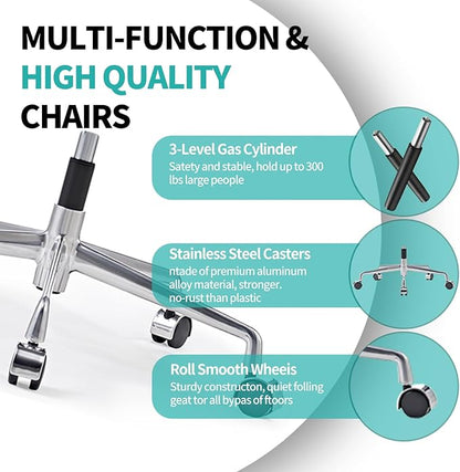 Mid Back Support with Arm Rest Office Ergonomic, Adjustable Swivel Vegan Leather Desk, Receptionist Chairs -Grey