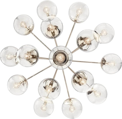 KICHLER Silvarious 16-Light Convertible Chandelier, Soft Modern Light with Clear Glass in Polished Nickel, for Dining Room, Living Room or Foyer (26" x 38"), 52702PNCLR