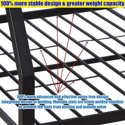 Stronger & Higher Quality Heavy Duty Steel Bunk Bed Queen Over Queen Size Bunkbed, Thickened Safer More Stable Metal Queen Bunk Bed Frame (Faster Assembly) (Queen Over Queen-1)