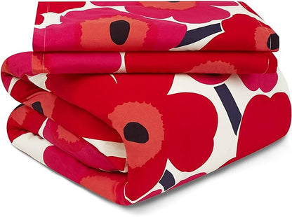 Marimekko - King Comforter Set, Cotton Bedding with Matching Shams, Lightweight Home Decor for All Seasons (Unikko Red, King)