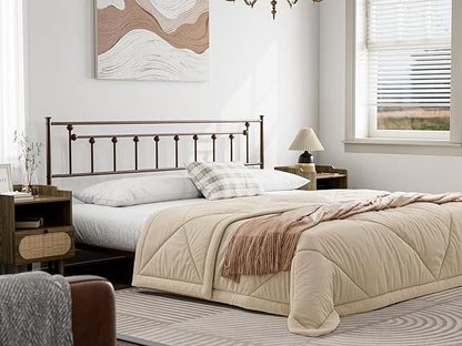 Metal California King Size Headboard - Adjustable Height - Victorian Farmhouse Style, Easy Assembly, Attach Frame, Steel Cal King Headboard Only for Bedroom, Brown