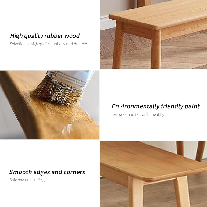Outdoor indoor Log color wood Bench, 47" Patio Garden,balcony,restaurant,canteen,refectory,entryway,farmhouse,dining room,bedroom Wooden Bench,solid Wood benches for dining table,2 Person seat bench