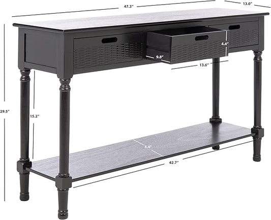 SAFAVIEH Home Collection Landers Black 3-Drawer Console Table CNS5711B