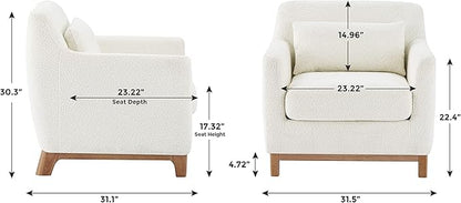 VANOMi 31" Living Room Chairs, Sherpa Comfy Arm Chair with Wood Frame, Modern Accent Chairs for Bedroom, Reading, Light Orange