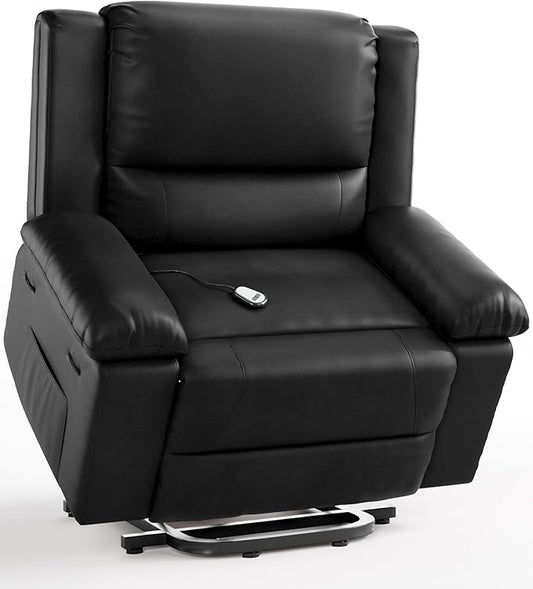 GarveeHome Oversized Wide Power Lift Recliner Chair - Heat and Massage, PU Leather, Adjustable Back and Legs, Electric Lift Chair Designed for The Elderly and People with Mobility impaired