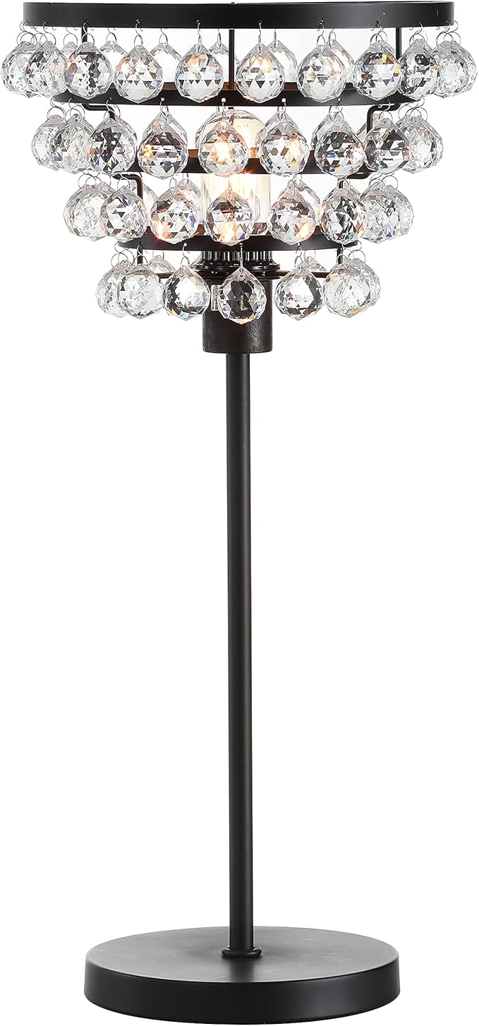 JONATHAN Y JYL9004A Buckingham 25" Crystal/Metal Table Lamp Modern Contemporary Bedside Desk Nightstand Lamp for Bedroom Living Room Office College Bookcase, Bronze