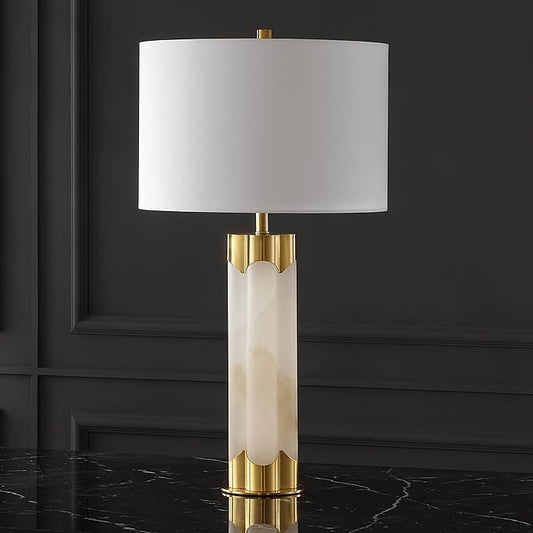 SAFAVIEH Couture Lighting Collection Chavez Alabaster/Gold 28-inch Bedroom Living Room Home Office Desk Nightstand Table Lamp (LED Bulb Included)