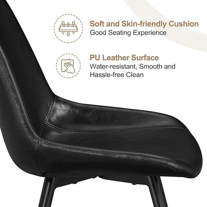 Yaheetech Dining Chairs Set of 6 Modern Upholstered Dining Room Chairs with Faux Leather Seat and Metal Legs for Home, Kitchen, Armless Design, Black
