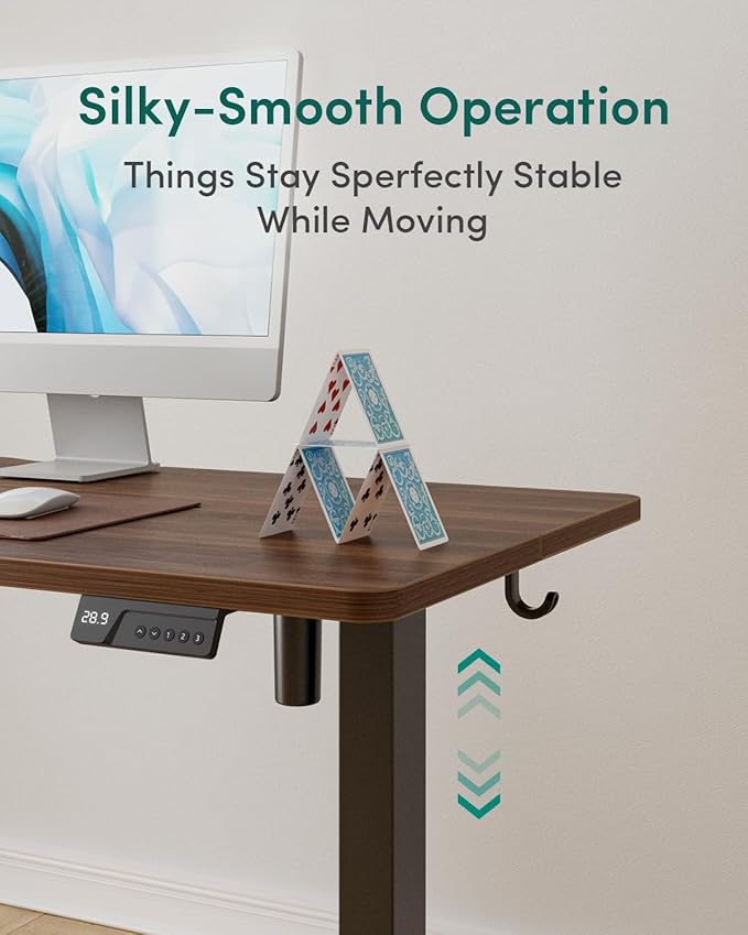 CubiCubi 48 x 24 Inches Electric Standing Desk, Height Adjustable Sit to Stand Desk, Home Office Table with Splice Board(Black Walnut)