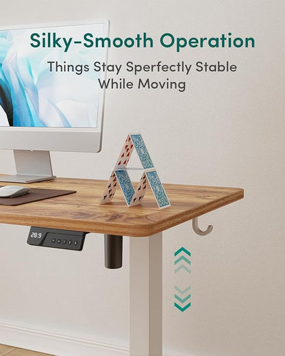 CubiCubi 48 x 24 Inches Electric Standing Desk, Height Adjustable Sit to Stand Desk, Home Office Table with Splice Board, Light Rustic