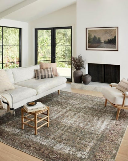 Loloi Amber Lewis Georgie Collection GER-07 Moss/Salmon 2'-6" x 12'-0", .19" Pile Height, Runner Rug